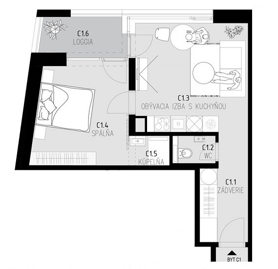 Pôdorys Apartmán C1